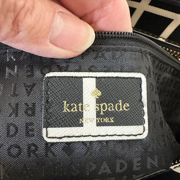 Kate Spade Checkered Pattern Tote in Black and White - Picture 5 of 9